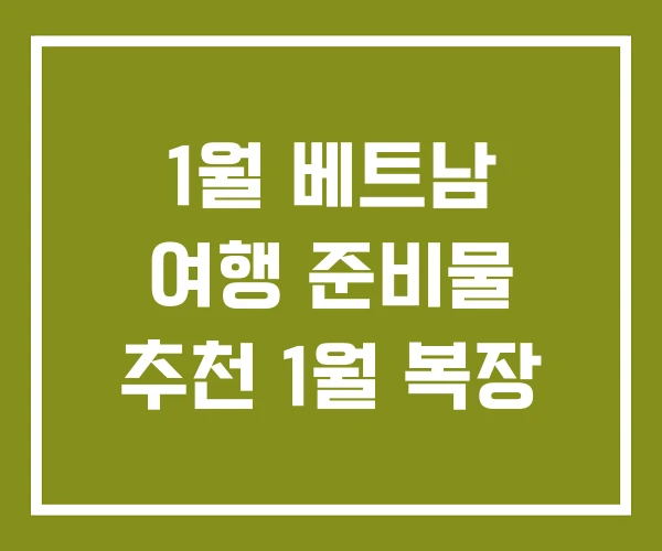 1월 베트남 여행 준비물 추천 1월 복장