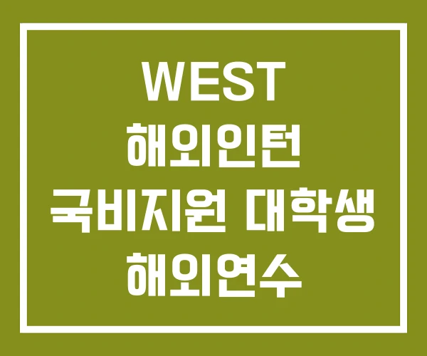 WEST 해외인턴 국비지원 대학생 해외연수 프로그램