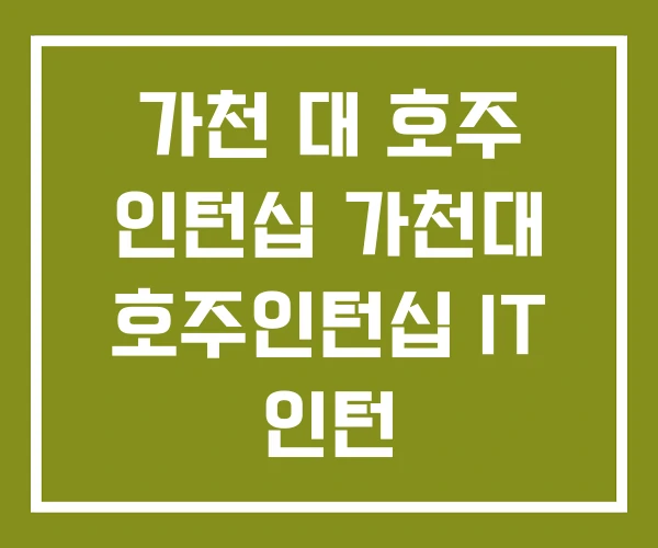 가천 대 호주 인턴십 가천대 호주인턴십 IT 인턴