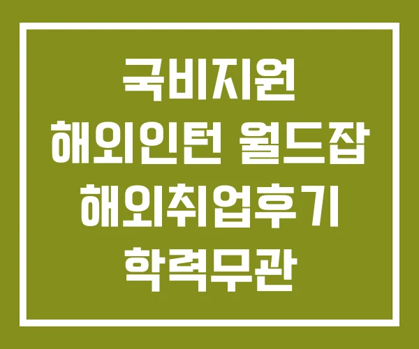 국비지원 해외인턴 월드잡 해외취업후기 학력무관 해외취업