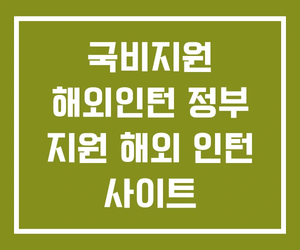 국비지원 해외인턴 정부 지원 해외 인턴 사이트
