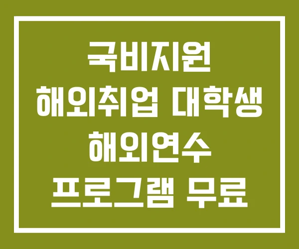 국비지원 해외취업 대학생 해외연수 프로그램 무료
