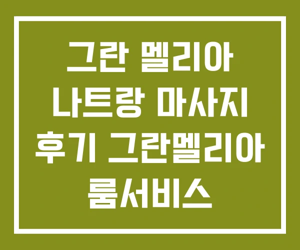 그란 멜리아 나트랑 마사지 후기 그란멜리아 룸서비스