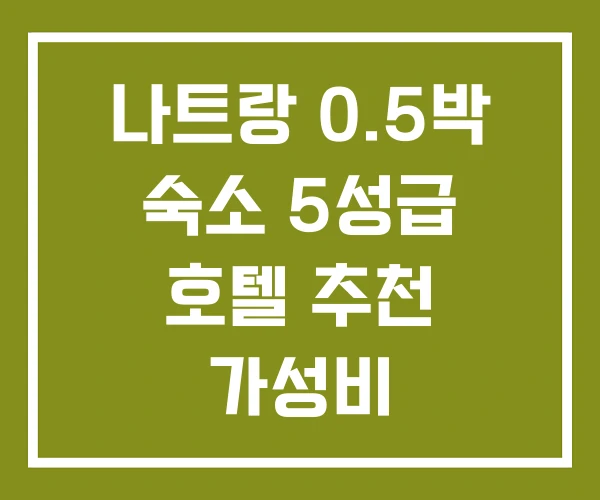 나트랑 0.5박 숙소 5성급 호텔 추천 가성비