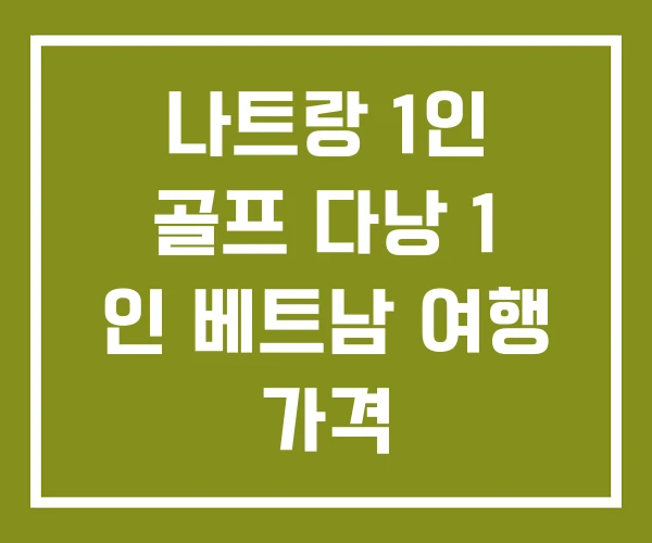 나트랑 1인 골프 다낭 1 인 베트남 여행 가격
