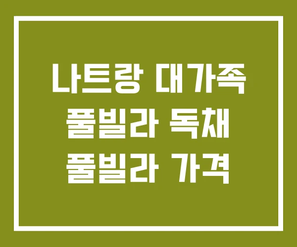 나트랑 대가족 풀빌라 독채 풀빌라 가격