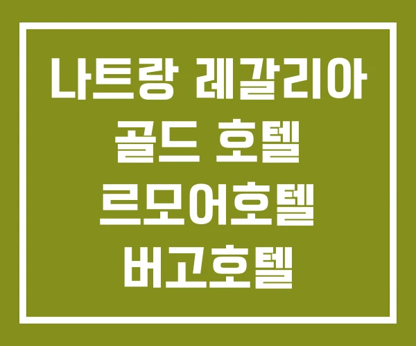 나트랑 레갈리아 골드 호텔 르모어호텔 버고호텔