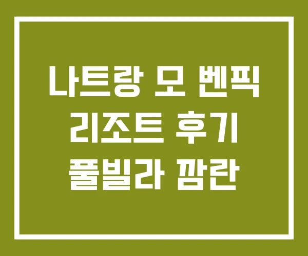 나트랑 모 벤픽 리조트 후기 풀빌라 깜란