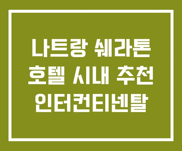 나트랑 쉐라톤 호텔 시내 추천 인터컨티넨탈 나트랑 쉐라톤 호텔 시내 추천 인터컨티넨탈