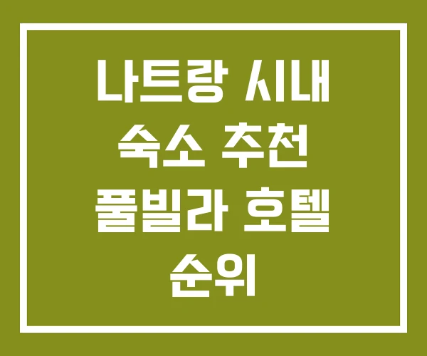 나트랑 시내 숙소 추천 풀빌라 호텔 순위