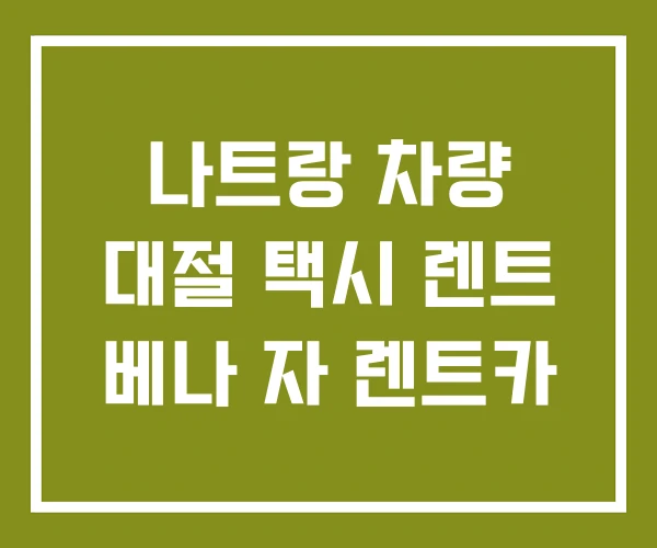 나트랑 차량 대절 택시 렌트 베나 자 렌트카 나트랑 차량 대절 택시 렌트 베나 자 렌트카