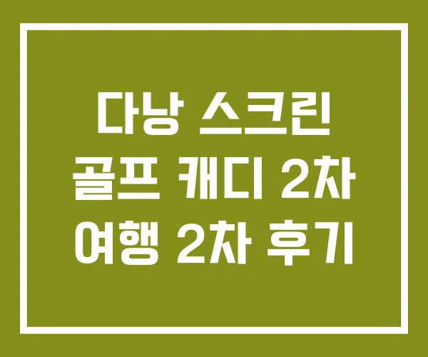 다낭 스크린 골프 캐디 2차 여행 2차 후기