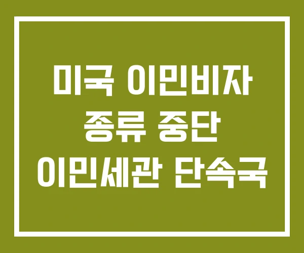미국 이민비자 종류 중단 이민세관 단속국