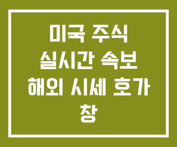 미국 주식 실시간 속보 해외 시세 호가 창