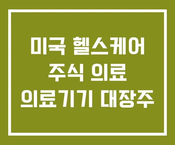 미국 헬스케어 주식 의료 의료기기 대장주