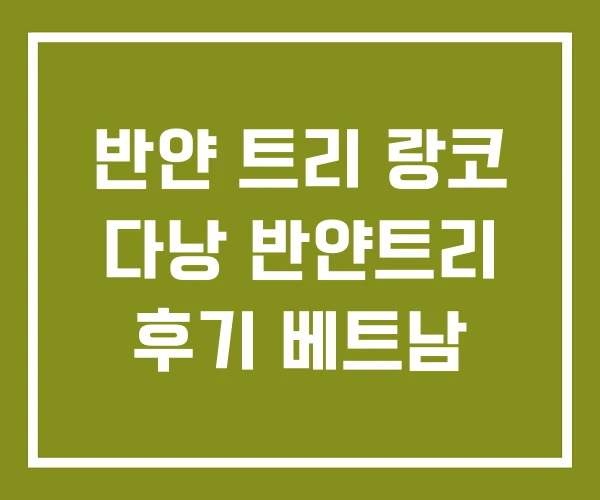 반얀 트리 랑코 다낭 반얀트리 후기 베트남