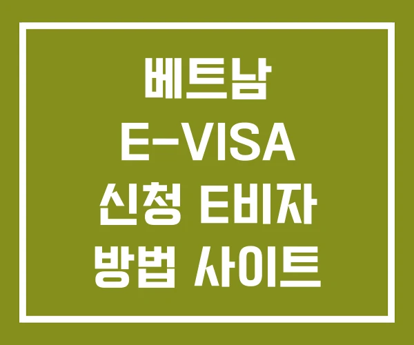 베트남 E-VISA 신청 E비자 방법 사이트