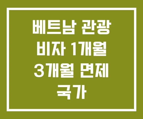 베트남 관광 비자 1개월 3개월 면제 국가