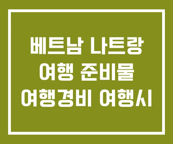 베트남 나트랑 여행 준비물 여행경비 여행시