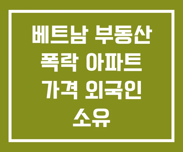 베트남 부동산 폭락 아파트 가격 외국인 소유