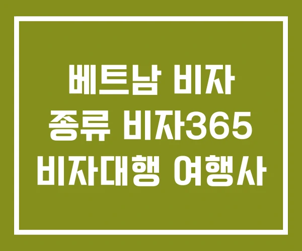 베트남 비자 종류 비자365 비자대행 여행사
