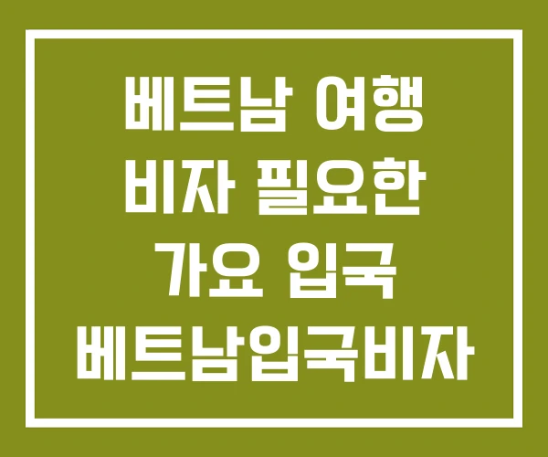 베트남 여행 비자 필요한 가요 입국 베트남입국비자