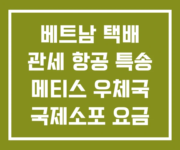 베트남 택배 관세 항공 특송 메티스 우체국 국제소포 요금