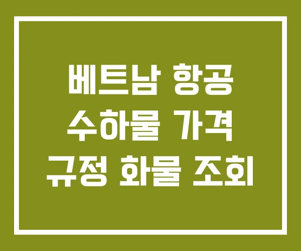 베트남 항공 수하물 가격 규정 화물 조회