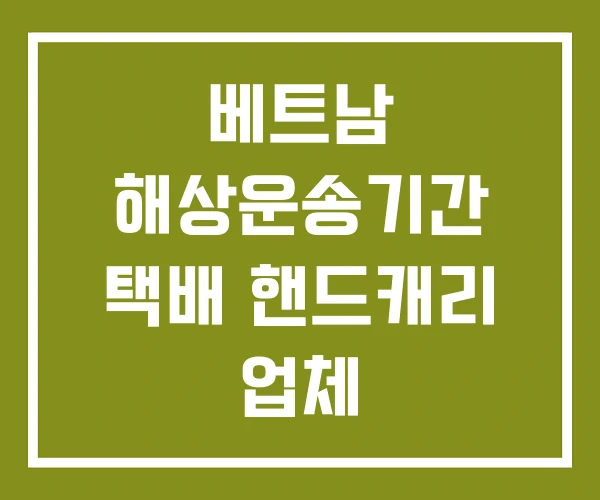 베트남 해상운송기간 택배 핸드캐리 업체