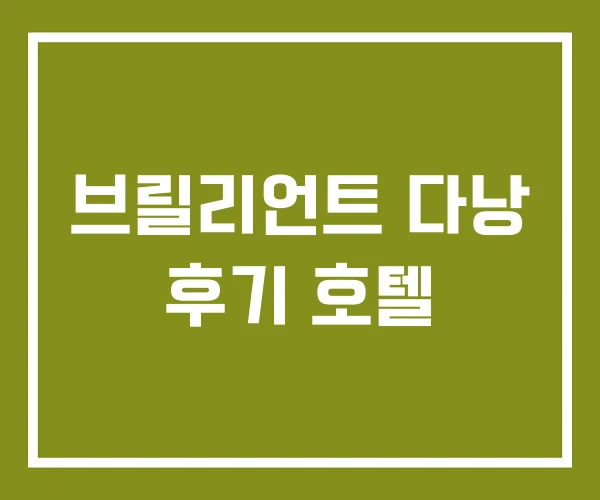 브릴리언트 다낭 후기 호텔 브릴리언트 다낭 후기 호텔
