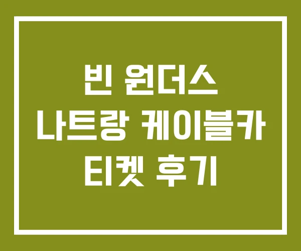 빈 원더스 나트랑 케이블카 티켓 후기 빈 원더스 나트랑 케이블카 티켓 후기