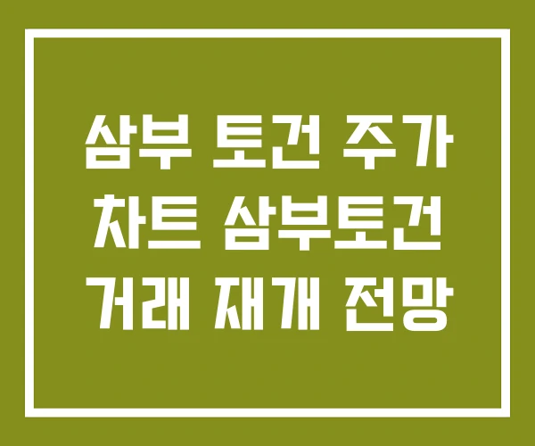 삼부 토건 주가 차트 삼부토건 거래 재개 전망