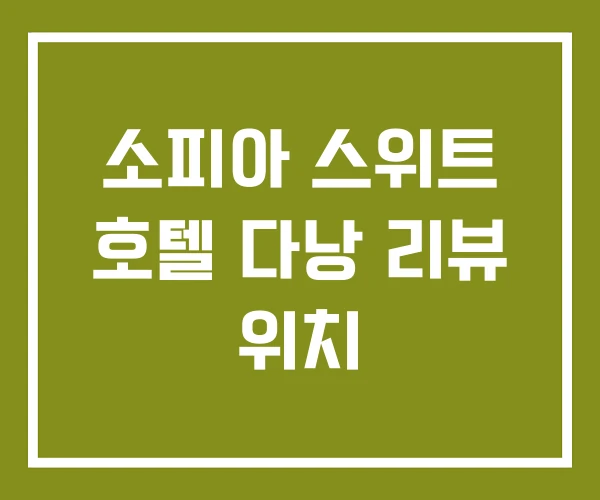 소피아 스위트 호텔 다낭 리뷰 위치 소피아 스위트 호텔 다낭 리뷰 위치