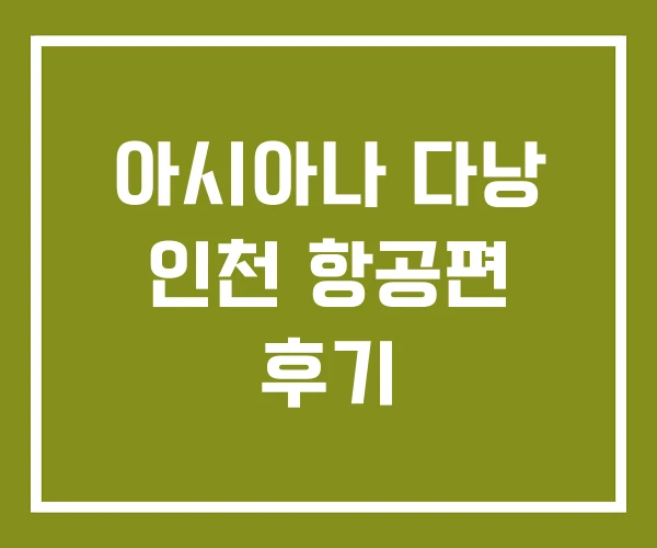 아시아나 다낭 인천 항공편 후기