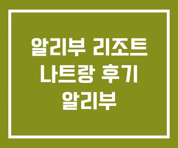 알리부 리조트 나트랑 후기 알리부 알리부 리조트 나트랑 후기 알리부