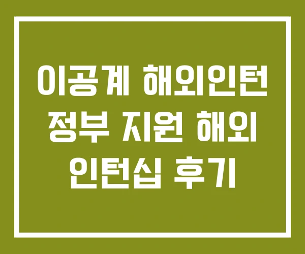 이공계 해외인턴 정부 지원 해외 인턴십 후기 이공계 해외인턴 정부 지원 해외 인턴십 후기