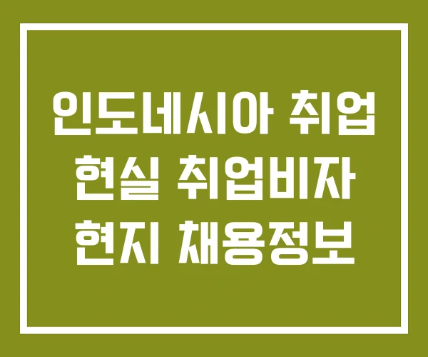 인도네시아 취업 현실 취업비자 현지 채용정보