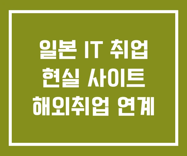 일본 IT 취업 현실 사이트 해외취업 연계
