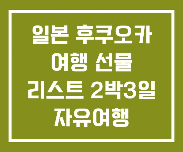 일본 후쿠오카 여행 선물 리스트 2박3일 자유여행
