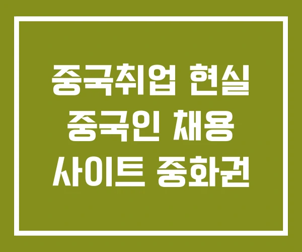 중국취업 현실 중국인 채용 사이트 중화권