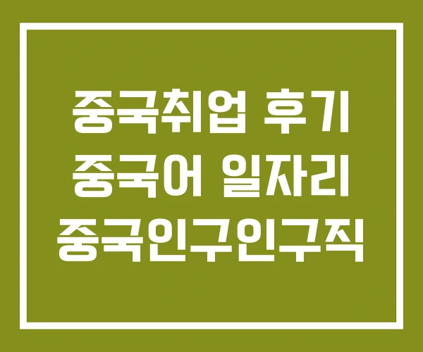 중국취업 후기 중국어 일자리 중국인구인구직