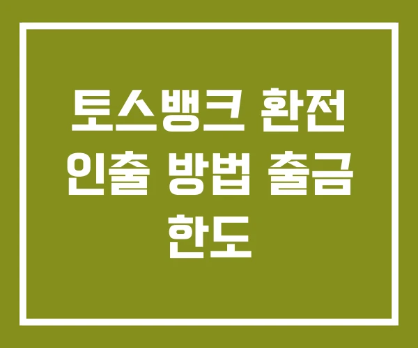 토스뱅크 환전 인출 방법 출금 한도