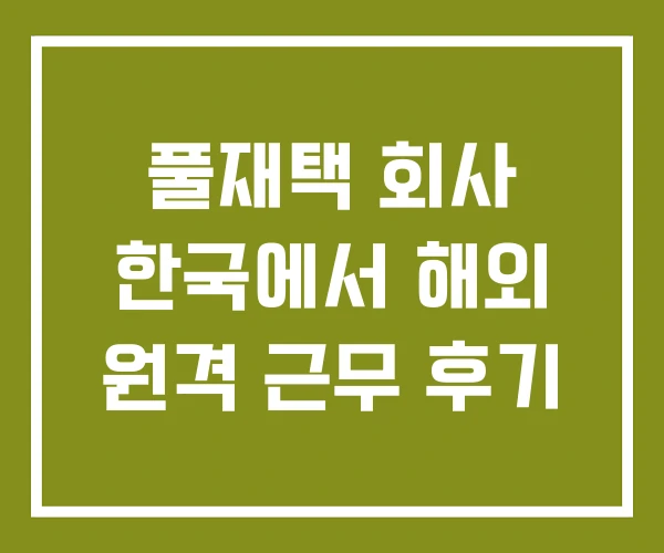 풀재택 회사 한국에서 해외 원격 근무 후기