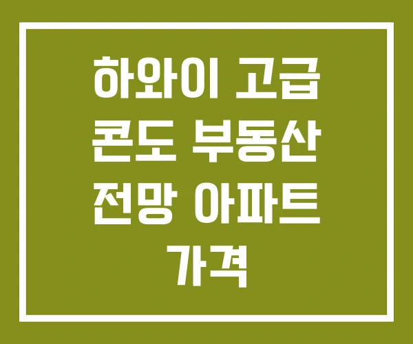 하와이 고급 콘도 부동산 전망 아파트 가격