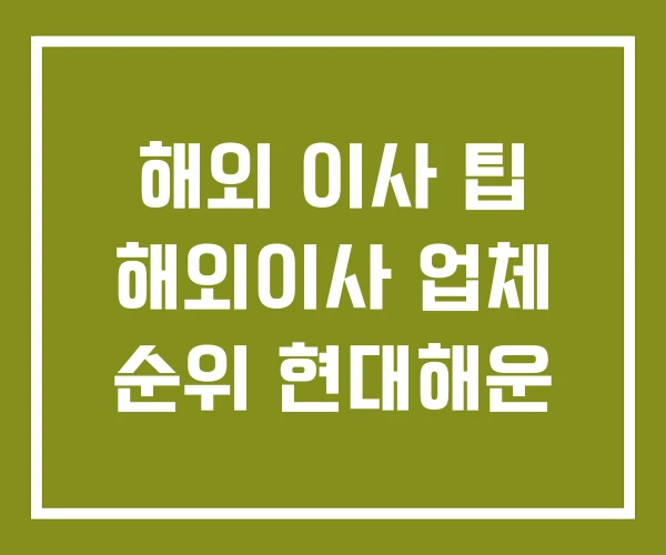 해외 이사 팁 해외이사 업체 순위 현대해운 해외 이사 팁 해외이사 업체 순위 현대해운