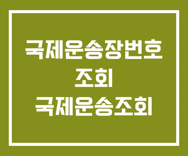 국제운송장번호 조회 국제운송조회