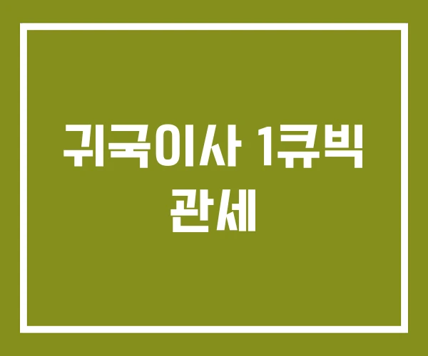 귀국이사 1큐빅 관세 귀국이사 1큐빅 관세