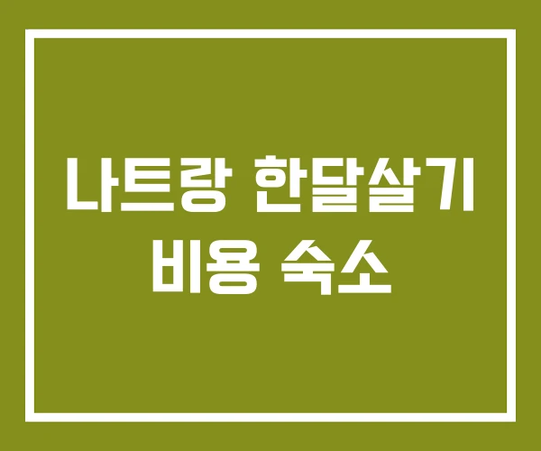 나트랑 한달살기 비용 숙소