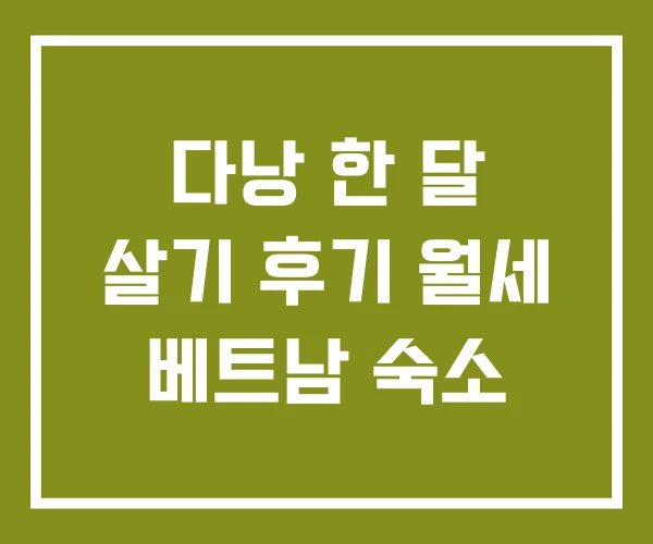 다낭 한 달 살기 후기 월세 베트남 숙소 다낭 한 달 살기 후기 월세 베트남 숙소