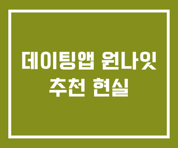 데이팅앱 원나잇 추천 현실